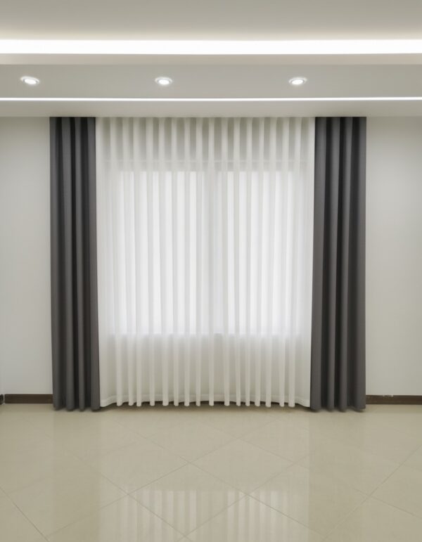 پرده حریر و مخمل پنل پانچ آماده پنجره 3 تا 4 متری - Image 1